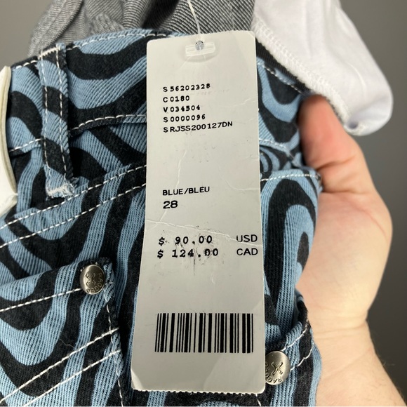 NWT URBAN OUTFITTERS RAGGED PRIEST Printed Wavy Jeans Blue 28 - Picture 3 of 7